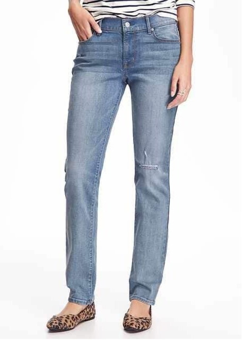 Old Navy Original Distressed Straight Jeans for Women | Denim