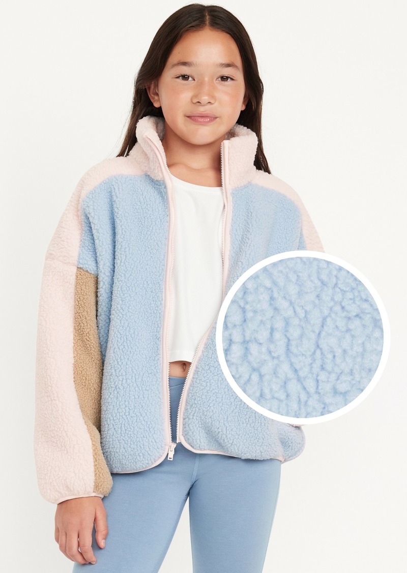 Old Navy Oversized Color-Block Sherpa Zip Jacket for Girls