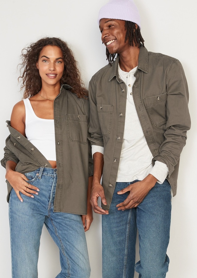 Old Navy Oversized Cotton-Twill Gender-Neutral Overshirt for Adults