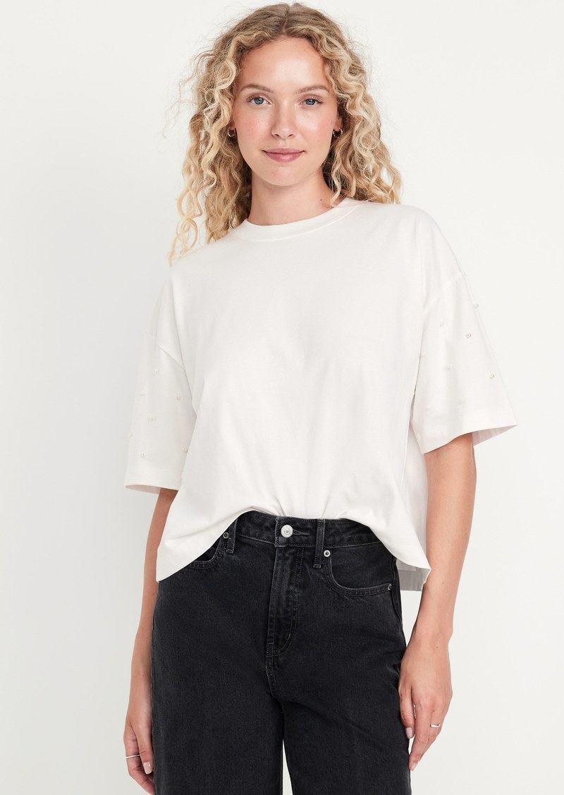 Old Navy Oversized Crew-Neck Embellished T-Shirt