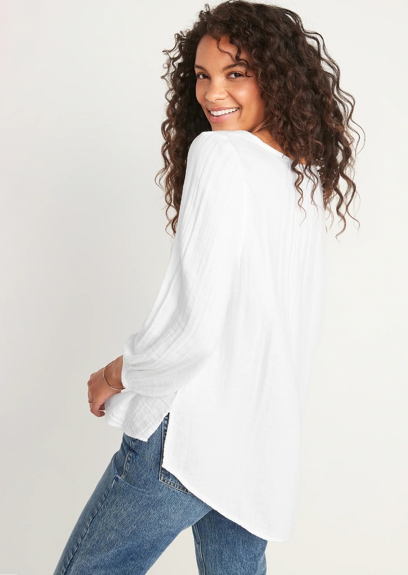 Oversized Crinkle-Textured Tunic Top for Women - 31% Off!