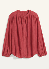 Old Navy Oversized Embroidered Button-Front Poet Blouse for Women