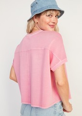 Old Navy Oversized Garment-Dyed Short-Sleeve Sweatshirt for Women