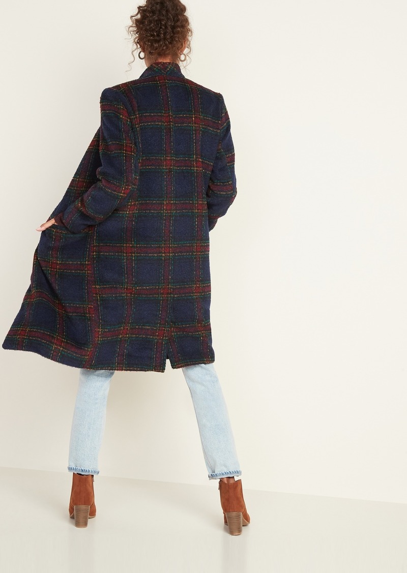 old navy oversized soft brushed coat plaid