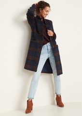 old navy oversized soft brushed coat plaid