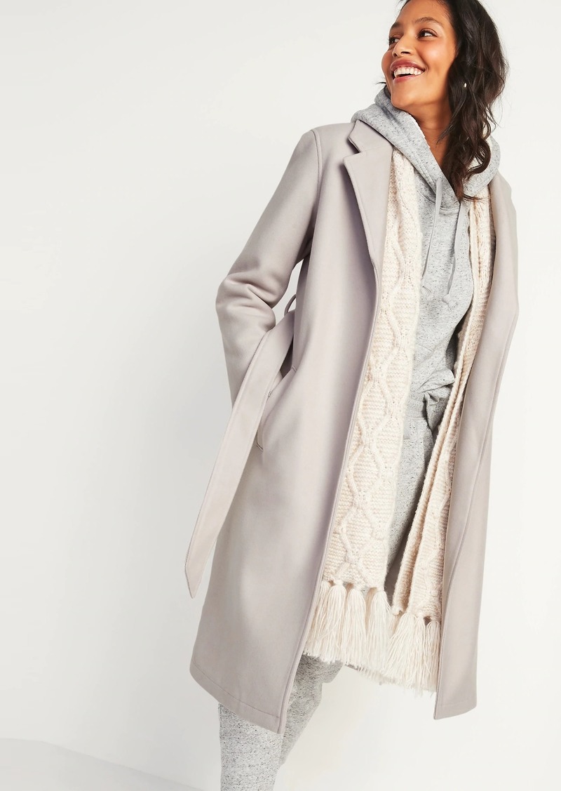 Oversized Soft-Brushed Tie-Belt Coat for Women - 50% Off!