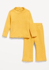 Old Navy Plush Ribbed Long-Sleeve Top and Flare Pants Set for Baby