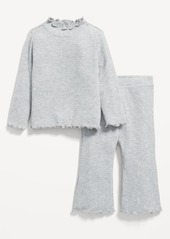 Old Navy Plush Ribbed Long-Sleeve Top and Flare Pants Set for Baby