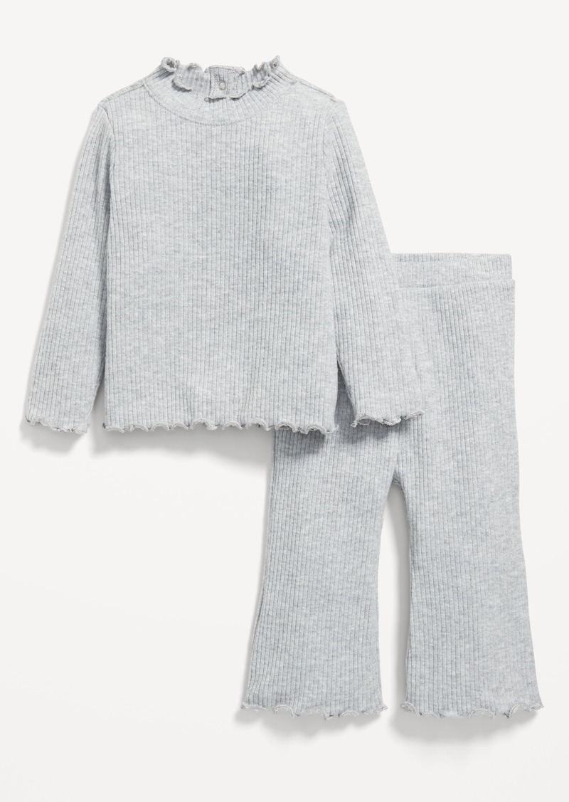 Old Navy Plush Ribbed Long-Sleeve Top and Flare Pants Set for Baby