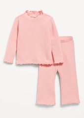 Old Navy Plush Ribbed Long-Sleeve Top and Flare Pants Set for Baby