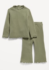 Old Navy Plush Ribbed Long-Sleeve Top and Flare Pants Set for Baby