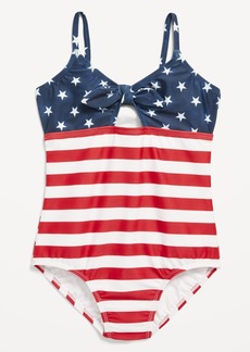 Old Navy Printed Americana Tie-Front One-Piece Swimsuit for Girls