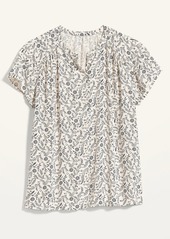 Old Navy Printed Banded-Collar Button-Front Short-Sleeve Shirt for Women