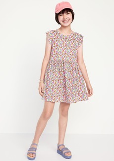 Old Navy Printed Flutter-Sleeve Fit and Flare Dress for Girls