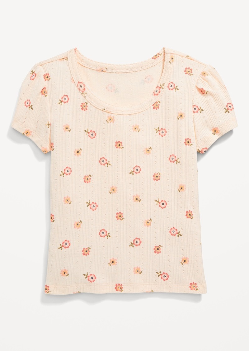 Old Navy Printed Pointelle-Knit Scoop-Neck Top for Girls
