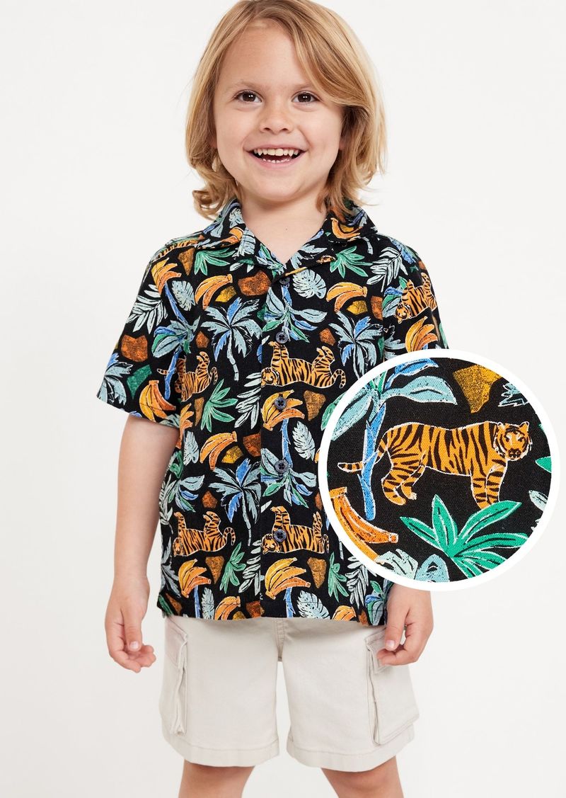 Old Navy Printed Short-Sleeve Linen-Blend Camp Shirt for Toddler Boys