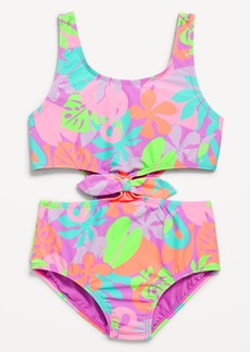 Old Navy Printed Side Cutout Tie-Knot One-Piece Swimsuit for Girls
