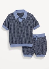 Old Navy Printed Sweater-Knit Polo Shirt and Shorts Set for Baby
