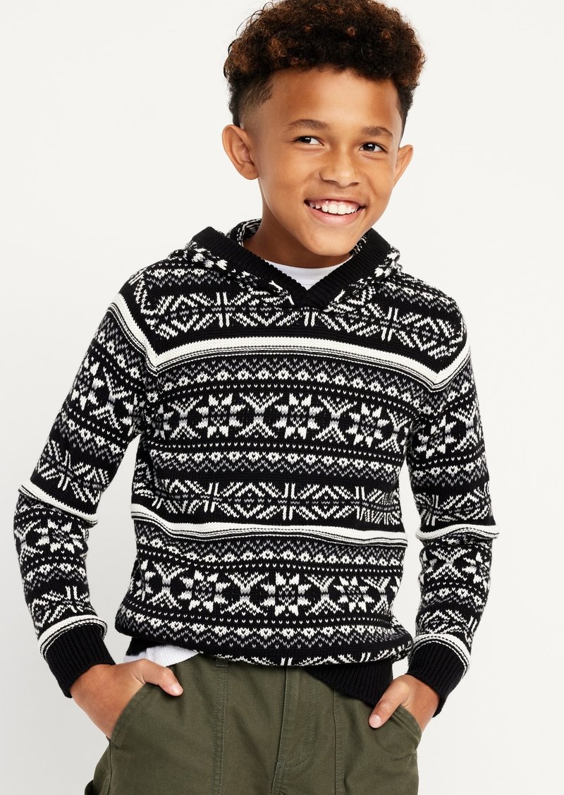 Old Navy Printed Sweater-Knit Pullover Hoodie for Boys