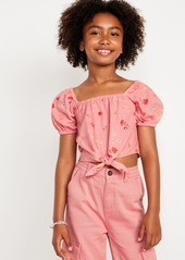 Old Navy Puff-Sleeve Double-Weave Tie-Knot Top for Girls