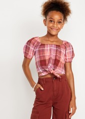 Old Navy Puff-Sleeve Double-Weave Tie-Knot Top for Girls