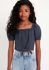 Old Navy Puff-Sleeve Double-Weave Tie-Knot Top for Girls