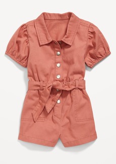 Old Navy Puff-Sleeve Tie-Front Utility Romper for Toddler Girls