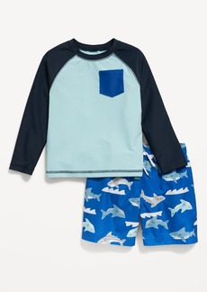 Old Navy Rashguard Pocket Swim Top & Trunks for Toddler Boys