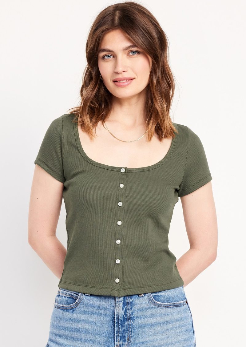 Old Navy Rib-Knit Button-Down Top