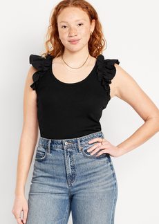 Old Navy Ruffle-Trim Mixed Fabric Top