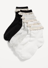 Old Navy Ruffle-Trim Quarter-Crew Socks 3-Pack for Girls