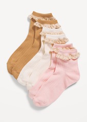 Old Navy Ruffle-Trim Quarter-Crew Socks 3-Pack for Girls