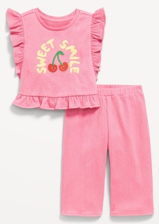 Old Navy Short-Sleeve Ruffle-Trim Top and Wide-Leg Pants for Baby