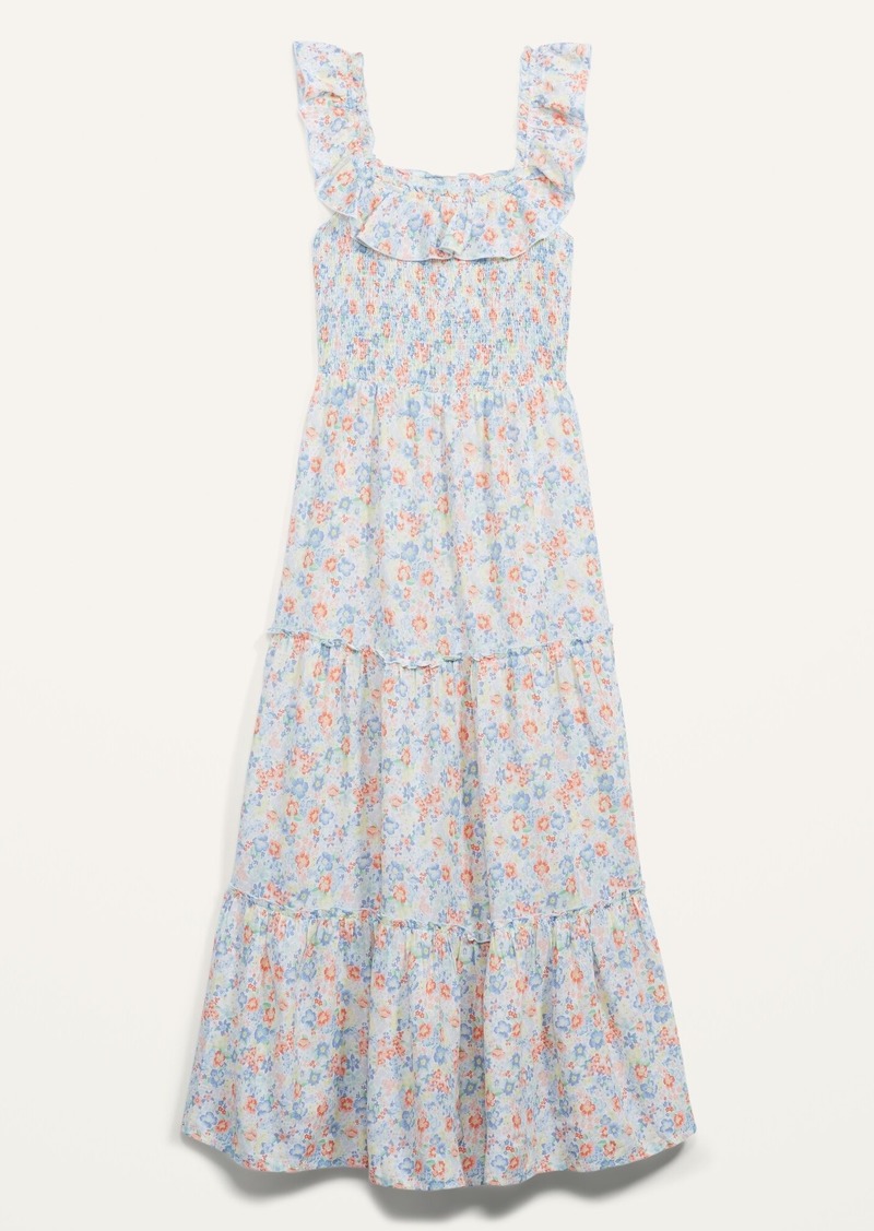 Old Navy Ruffled Smocked-Bodice Floral Sleeveless Maxi Dress for Women ...