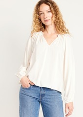 Old Navy Split-Neck Seersucker Top