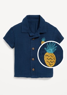 Old Navy Short-Sleeve Embroidered Camp Shirt for Baby