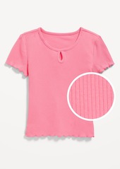 Old Navy Short-Sleeve Lettuce-Edge Keyhole Top for Girls