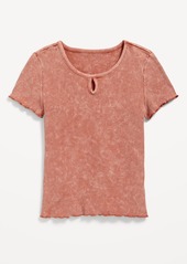 Old Navy Short-Sleeve Lettuce-Edge Keyhole Top for Girls