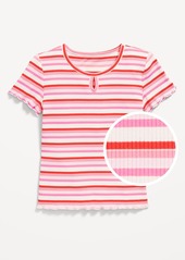 Old Navy Short-Sleeve Lettuce-Edge Keyhole Top for Girls