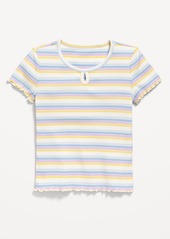 Old Navy Short-Sleeve Lettuce-Edge Keyhole Top for Girls