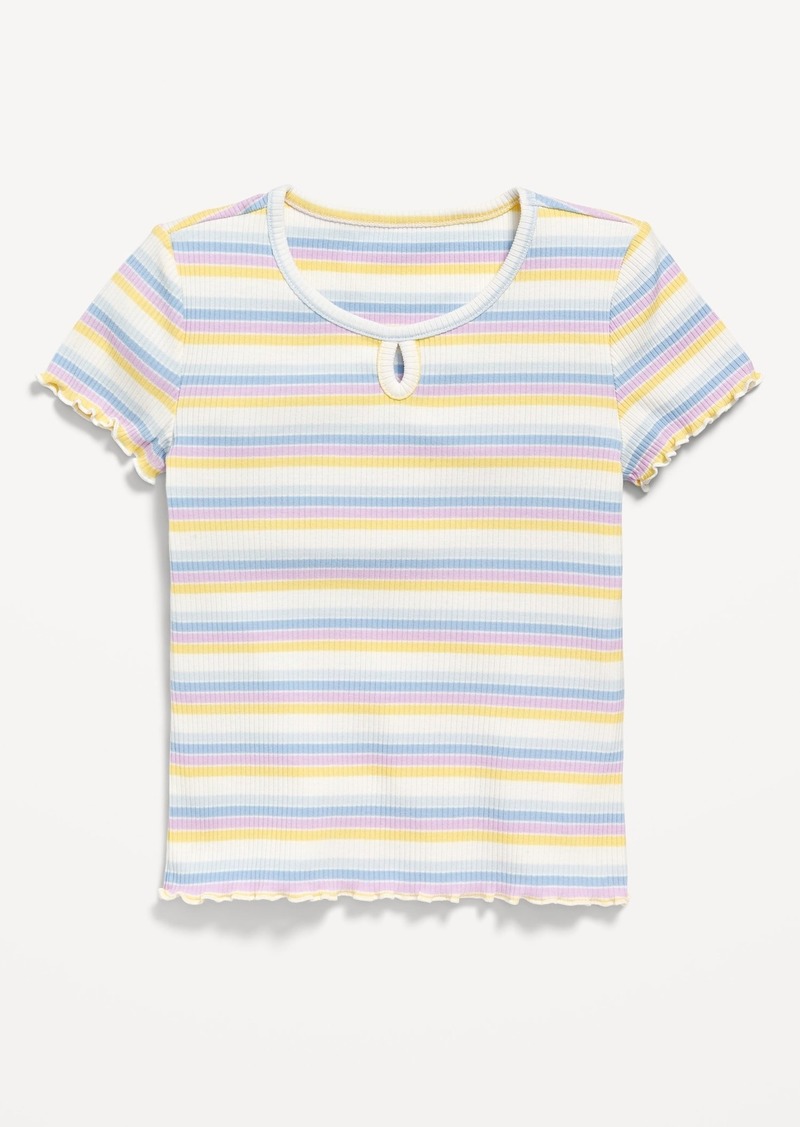 Old Navy Short-Sleeve Lettuce-Edge Keyhole Top for Girls