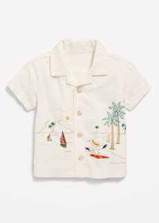 Old Navy Short-Sleeve Linen-Blend Graphic Camp Shirt for Baby