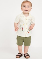 Old Navy Short-Sleeve Linen-Blend Graphic Camp Shirt for Baby