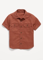 Old Navy Short-Sleeve Linen-Blend Utility Pocket Shirt for Toddler Boys