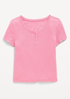 Old Navy Short-Sleeve Pointelle-Knit Henley Top for Girls