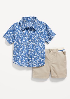 Old Navy Short-Sleeve Poplin Shirt & Twill Shorts Set for Baby