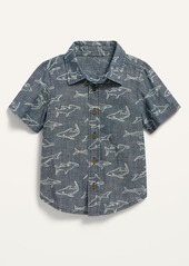 Old Navy Short-Sleeve Shark-Print Chambray Shirt for Toddler Boys