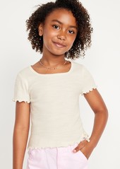 Old Navy Short-Sleeve Textured Knit Side-Ruched Top for Girls