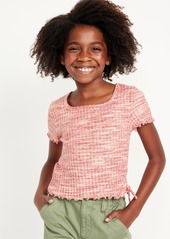 Old Navy Short-Sleeve Textured Knit Side-Ruched Top for Girls
