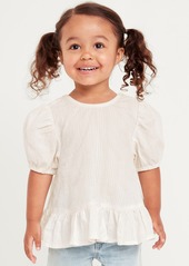 Old Navy Short-Sleeve Textured Ruffle-Hem Top for Toddler Girls